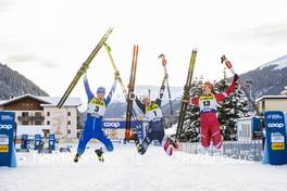 12.12.2020, Davos, Switzerland (SUI): Anamarija Lampic (SLO), Rosie Brennan (USA), Natalia Nepryaeva (RUS), (l-r)  - FIS world cup cross-country, individual sprint, Davos (SUI). www.nordicfocus.com. © Modica/NordicFocus. Every downloaded picture is fee-liable.