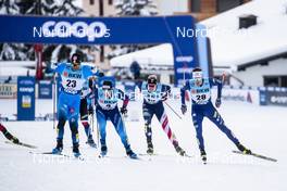 12.12.2020, Davos, Switzerland (SUI): Richard Jouve (FRA), Valerio Grond (SUI), Giacomo Gabrielli (ITA), Logan Hanneman (USA), (l-r)  - FIS world cup cross-country, individual sprint, Davos (SUI). www.nordicfocus.com. © Modica/NordicFocus. Every downloaded picture is fee-liable.