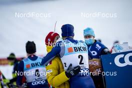 12.12.2020, Davos, Switzerland (SUI): Federico Pellegrino (ITA), Greta Laurent (ITA), (l-r)  - FIS world cup cross-country, individual sprint, Davos (SUI). www.nordicfocus.com. © Modica/NordicFocus. Every downloaded picture is fee-liable.