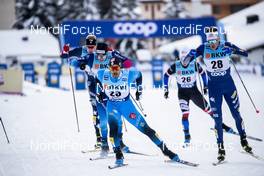 12.12.2020, Davos, Switzerland (SUI): Giacomo Gabrielli (ITA), Valerio Grond (SUI), Richard Jouve (FRA), (l-r)  - FIS world cup cross-country, individual sprint, Davos (SUI). www.nordicfocus.com. © Modica/NordicFocus. Every downloaded picture is fee-liable.