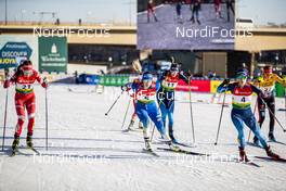 19.12.2020, Dresden, Germany (GER): Eva Urevc (SLO), Alina Meier (SUI), Laurien Van Der Graaff (SUI), Laura Gimmler (GER), (l-r)  - FIS world cup cross-country, individual sprint, Dresden (GER). www.nordicfocus.com. © Modica/NordicFocus. Every downloaded picture is fee-liable.