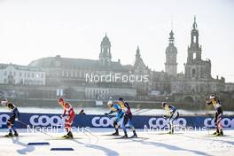19.12.2020, Dresden, Germany (GER): Gleb Retivykh (RUS), Valentin Chauvin (FRA), Valerio Grond (SUI), Kevin Bolger (USA), (l-r)  - FIS world cup cross-country, individual sprint, Dresden (GER). www.nordicfocus.com. © Modica/NordicFocus. Every downloaded picture is fee-liable.