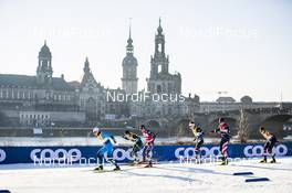 19.12.2020, Dresden, Germany (GER): Lucas Chanavat (FRA), Federico Pellegrino (ITA), Ondrej Cerny (CZE), James Clinton Schoonmaker (USA), (l-r)  - FIS world cup cross-country, individual sprint, Dresden (GER). www.nordicfocus.com. © Modica/NordicFocus. Every downloaded picture is fee-liable.