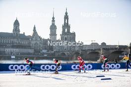 19.12.2020, Dresden, Germany (GER): Nadine Faehndrich (SUI), Julia Kern (USA), Alice Canclini (ITA), Tatiana Sorina (RUS), (l-r)  - FIS world cup cross-country, individual sprint, Dresden (GER). www.nordicfocus.com. © Modica/NordicFocus. Every downloaded picture is fee-liable.