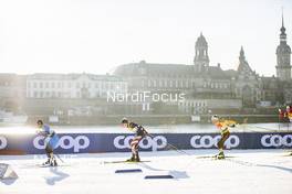 19.12.2020, Dresden, Germany (GER): Richard Jouve (FRA), Logan Hanneman (USA), Sebastian Eisenlauer (GER), (l-r)  - FIS world cup cross-country, individual sprint, Dresden (GER). www.nordicfocus.com. © Modica/NordicFocus. Every downloaded picture is fee-liable.