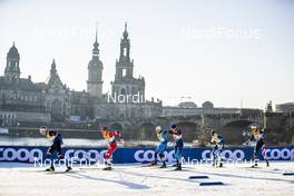 19.12.2020, Dresden, Germany (GER): Gleb Retivykh (RUS), Valentin Chauvin (FRA), Valerio Grond (SUI), Kevin Bolger (USA), (l-r)  - FIS world cup cross-country, individual sprint, Dresden (GER). www.nordicfocus.com. © Modica/NordicFocus. Every downloaded picture is fee-liable.