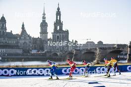 19.12.2020, Dresden, Germany (GER): Anamarija Lampic (SLO), Yulia Stupak (RUS), Sofie Krehl (GER), Nadine Herrmann (GER), (l-r)  - FIS world cup cross-country, individual sprint, Dresden (GER). www.nordicfocus.com. © Modica/NordicFocus. Every downloaded picture is fee-liable.