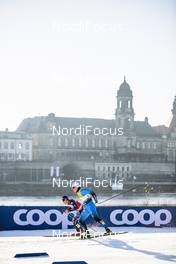 19.12.2020, Dresden, Germany (GER): Federico Pellegrino (ITA), Lucas Chanavat (FRA), (l-r)  - FIS world cup cross-country, individual sprint, Dresden (GER). www.nordicfocus.com. © Modica/NordicFocus. Every downloaded picture is fee-liable.
