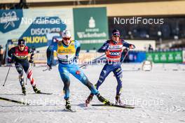 19.12.2020, Dresden, Germany (GER): Lucas Chanavat (FRA), Federico Pellegrino (ITA), James Clinton Schoonmaker (USA), (l-r)  - FIS world cup cross-country, individual sprint, Dresden (GER). www.nordicfocus.com. © Modica/NordicFocus. Every downloaded picture is fee-liable.