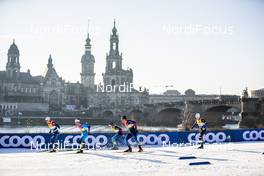 19.12.2020, Dresden, Germany (GER): Andrew Young (GBR), Arnaud Chautemps (FRA), Roman Schaad (SUI), Jovian Hediger (SUI), Michal Novak (CZE), (l-r)  - FIS world cup cross-country, individual sprint, Dresden (GER). www.nordicfocus.com. © Modica/NordicFocus. Every downloaded picture is fee-liable.