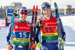 20.12.2020, Dresden, Germany (GER): Federico Pellegrino (ITA), Francesco De Fabiani (ITA), (l-r)  - FIS world cup cross-country, team sprint, Dresden (GER). www.nordicfocus.com. © Modica/NordicFocus. Every downloaded picture is fee-liable.
