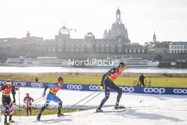 20.12.2020, Dresden, Germany (GER): Francesco De Fabiani (ITA), Richard Jouve (FRA), (l-r)  - FIS world cup cross-country, team sprint, Dresden (GER). www.nordicfocus.com. © Modica/NordicFocus. Every downloaded picture is fee-liable.