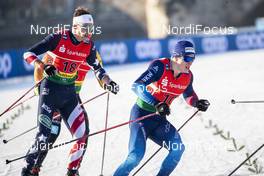 20.12.2020, Dresden, Germany (GER): Kevin Bolger (USA), Janik Riebli (SUI), (l-r)  - FIS world cup cross-country, team sprint, Dresden (GER). www.nordicfocus.com. © Modica/NordicFocus. Every downloaded picture is fee-liable.