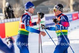 20.12.2020, Dresden, Germany (GER): Roman Schaad (SUI), Jovian Hediger (SUI), (l-r)  - FIS world cup cross-country, team sprint, Dresden (GER). www.nordicfocus.com. © Modica/NordicFocus. Every downloaded picture is fee-liable.