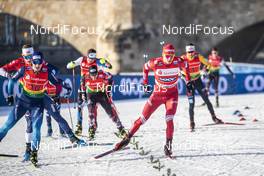 20.12.2020, Dresden, Germany (GER): Alexander Bolshunov (RUS), Janik Riebli (SUI), (l-r)  - FIS world cup cross-country, team sprint, Dresden (GER). www.nordicfocus.com. © Modica/NordicFocus. Every downloaded picture is fee-liable.