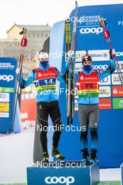 20.12.2020, Dresden, Germany (GER): Richard Jouve (FRA), Lucas Chanavat (FRA), (l-r)  - FIS world cup cross-country, team sprint, Dresden (GER). www.nordicfocus.com. © Modica/NordicFocus. Every downloaded picture is fee-liable.