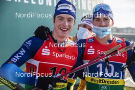 20.12.2020, Dresden, Germany (GER): Janik Riebli (SUI), Valerio Grond (SUI), (l-r)  - FIS world cup cross-country, team sprint, Dresden (GER). www.nordicfocus.com. © Modica/NordicFocus. Every downloaded picture is fee-liable.