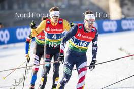 20.12.2020, Dresden, Germany (GER): Simeon Hamilton (USA), Sebastian Eisenlauer (GER), (l-r)  - FIS world cup cross-country, team sprint, Dresden (GER). www.nordicfocus.com. © Modica/NordicFocus. Every downloaded picture is fee-liable.