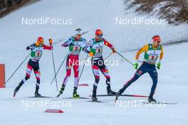 12.01.2020, Val di Fiemme, Italy (ITA): Fabian Riessle (GER), Lukas Greiderer (AUT)  (l-r)  - FIS world cup nordic combined, team sprint HS104/2x7.5km, Val di Fiemme (ITA). www.nordicfocus.com. © Volk/NordicFocus. Every downloaded picture is fee-liable.