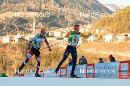 12.01.2020, Val di Fiemme, Italy (ITA): Fabian Riessle (GER), Lukas Greiderer (AUT) - FIS world cup nordic combined, team sprint HS104/2x7.5km, Val di Fiemme (ITA). www.nordicfocus.com. © Volk/NordicFocus. Every downloaded picture is fee-liable.