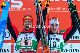 12.01.2020, Val di Fiemme, Italy (ITA): Lukas Greiderer (AUT), Martin Fritz (AUT) - FIS world cup nordic combined, team sprint HS104/2x7.5km, Val di Fiemme (ITA). www.nordicfocus.com. © Volk/NordicFocus. Every downloaded picture is fee-liable.