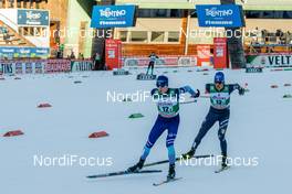 12.01.2020, Val di Fiemme, Italy (ITA): Eero Hirvonen (FIN), Samuel Costa (ITA) - FIS world cup nordic combined, team sprint HS104/2x7.5km, Val di Fiemme (ITA). www.nordicfocus.com. © Volk/NordicFocus. Every downloaded picture is fee-liable.