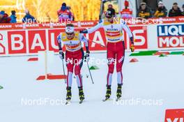 12.01.2020, Val di Fiemme, Italy (ITA): Joergen Graabak (NOR), Jarl Magnus Riiber (NOR)  (l-r)  - FIS world cup nordic combined, team sprint HS104/2x7.5km, Val di Fiemme (ITA). www.nordicfocus.com. © Volk/NordicFocus. Every downloaded picture is fee-liable.