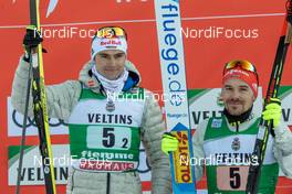 12.01.2020, Val di Fiemme, Italy (ITA): Vinzenz Geiger (GER), Fabian Riessle (GER)   - FIS world cup nordic combined, team sprint HS104/2x7.5km, Val di Fiemme (ITA). www.nordicfocus.com. © Volk/NordicFocus. Every downloaded picture is fee-liable.