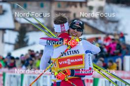 12.01.2020, Val di Fiemme, Italy (ITA): Joergen Graabak (NOR), Jarl Magnus Riiber (NOR) - FIS world cup nordic combined, team sprint HS104/2x7.5km, Val di Fiemme (ITA). www.nordicfocus.com. © Volk/NordicFocus. Every downloaded picture is fee-liable.