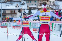 12.01.2020, Val di Fiemme, Italy (ITA): Jarl Magnus Riiber, Joergen Graabak (NOR) - FIS world cup nordic combined, team sprint HS104/2x7.5km, Val di Fiemme (ITA). www.nordicfocus.com. © Volk/NordicFocus. Every downloaded picture is fee-liable.
