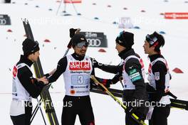 25.01.2020, Oberstdorf, Germany (GER): Ryota Yamamoto, Yoshito Watabe, Akito Watabe, Hideaki Nagai (l-r)  - FIS world cup nordic combined, team HS140/4x5km, Oberstdorf (GER). www.nordicfocus.com. © Volk/NordicFocus. Every downloaded picture is fee-liable.