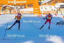 31.01.2020, Seefeld, Austria (AUT): Vinzenz Geiger (GER), Joergen Graabak (NOR) (l-r)  - FIS world cup nordic combined, individual gundersen HS109/5km, Seefeld (AUT). www.nordicfocus.com. © Volk/NordicFocus. Every downloaded picture is fee-liable.