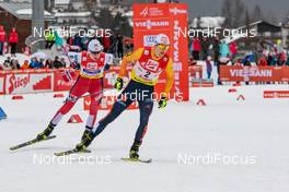 02.02.2020, Seefeld, Austria (AUT): Jens Luraas Oftebro (NOR), Vinzenz Geiger (GER) (l-r)  - FIS world cup nordic combined, individual gundersen HS109/15km, Seefeld (AUT). www.nordicfocus.com. © Volk/NordicFocus. Every downloaded picture is fee-liable.