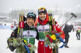 01.03.2020 Lahti, Finland (FIN): Akito Watabe (JPN), Joergen Graabak (NOR) - FIS world cup nordic combined, individual gundersen HS130/10km, Lahti (FIN). www.nordicfocus.com. © THIBAUT/NordicFocus. Every downloaded picture is fee-liable.
