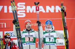 29.02.2020 Lahti, Finland (FIN): Johannes Rydzek (GER), Vinzenz Geiger (GER), (l-r) - FIS world cup nordic combined, team sprint HS130/2x7.5km, Lahti (FIN). www.nordicfocus.com. © THIBAUT/NordicFocus. Every downloaded picture is fee-liable.