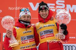 07.03.2020, Oslo, Norway (NOR): Ivar Stuan (NOR), Jarl Magnus Riiber (NOR) (l-r)  - FIS world cup nordic combined, individual gundersen HS134/10km, Oslo (NOR). www.nordicfocus.com. © Volk/NordicFocus. Every downloaded picture is fee-liable.