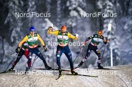 28.11.2020, Ruka, Finland (FIN): Eric Frenzel (GER), Manuel Faisst (GER), Franz-Josef Rehrl (AUT), (l-r)  - FIS world cup nordic combined men, individual gundersen HS142/10km, Ruka (FIN). www.nordicfocus.com. © Modica/NordicFocus. Every downloaded picture is fee-liable.