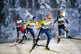 28.11.2020, Ruka, Finland (FIN): Eric Frenzel (GER), Manuel Faisst (GER), Franz-Josef Rehrl (AUT), (l-r)  - FIS world cup nordic combined men, individual gundersen HS142/10km, Ruka (FIN). www.nordicfocus.com. © Modica/NordicFocus. Every downloaded picture is fee-liable.