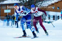 20.12.2020, Ramsau, Austria (AUT): Arttu Maekiaho (FIN), Samir Mastiev (RUS) (l-r)  - FIS world cup nordic combined men, individual gundersen HS98/10km, Ramsau (AUT). www.nordicfocus.com. © Volk/NordicFocus. Every downloaded picture is fee-liable.