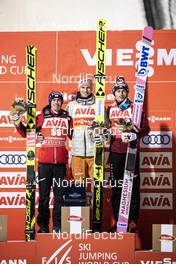 12.01.2020, Val di Fiemme, Italy (ITA): Kraft Stefan (AUT), Geiger Karl (GER), Kubacki Dawid (POL), (l-r) - FIS world cup ski jumping, individual HS135, Val di Fiemme (ITA). www.nordicfocus.com. © Modica/NordicFocus. Every downloaded picture is fee-liable. 