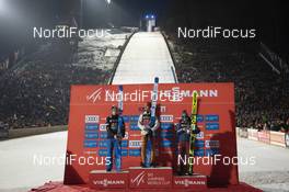 08.02.2020 Willingen, Germany (GER): Marius Lindvik (NOR), Stephan Leyhe (GER), Kamil Stoch (POL), (l-r) - FIS world cup ski jumping, individual HS145, Willingen (GER). www.nordicfocus.com. © Thibaut/NordicFocus. Every downloaded picture is fee-liable.
