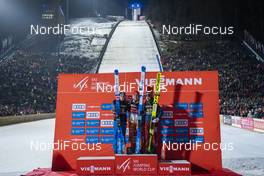 08.02.2020 Willingen, Germany (GER): Marius Lindvik (NOR), Stephan Leyhe (GER), Kamil Stoch (POL), (l-r) - FIS world cup ski jumping, individual HS145, Willingen (GER). www.nordicfocus.com. © Thibaut/NordicFocus. Every downloaded picture is fee-liable.