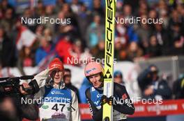 15.02.2020, Tauplitz/Bad Mitterndorf, Austria (AUT): Karl Geiger (GER), Stephan Leyhe (GER) - FIS world cup ski flying, individual HS235, Tauplitz/Bad Mitterndorf (AUT). www.nordicfocus.com. © Tumashov/NordicFocus. Every downloaded picture is fee-liable.