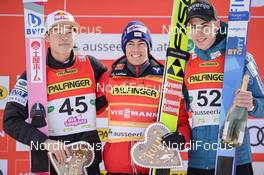 16.02.2020, Tauplitz/Bad Mitterndorf, Austria (AUT): Stefan Kraft (AUT), Ryoyu Kobayashi (JPN), Timi Zajc (SLO) - FIS world cup ski flying, individual HS235, Tauplitz/Bad Mitterndorf (AUT). www.nordicfocus.com. © Tumashov/NordicFocus. Every downloaded picture is fee-liable.