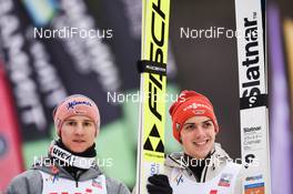 22.02.2020, Rasnov, Romania (ROU): Constantin Schmid (GER), Karl Geiger (GER) - FIS world cup ski jumping, individual HS97, Rasnov (ROU). www.nordicfocus.com. © Tumashov/NordicFocus. Every downloaded picture is fee-liable.