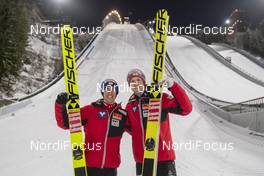 01.03.2020, Lahti, Finland (FIN): Stefan Kraft (AUT), Michael Hayboeck (AUT), (l-r)  - FIS world cup ski jumping, individual HS130, Lahti (FIN). www.nordicfocus.com. © THIBAUT/NordicFocus. Every downloaded picture is fee-liable.