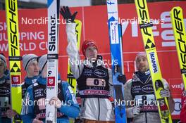 29.02.2020, Lahti, Finland (FIN): Constantin Schmid (GER), Pius Paschke (GER), Stephan Leyhe (GER), Karl Geiger (GER), (l-r) - FIS world cup ski jumping, team HS130, Lahti (FIN). www.nordicfocus.com. © THIBAUT/NordicFocus. Every downloaded picture is fee-liable.