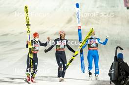 12.12.2020, Planica, Slovenia (SLO): Markus Eisenbichler (GER), Karl Geiger (GER), Halvor Egner Granerud (NOR), (l-r)  - FIS world championships ski flying men, individual HS240, Planica (SLO). www.nordicfocus.com. © Thibaut/NordicFocus. Every downloaded picture is fee-liable.