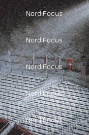 28.12.2020, Oberstdorf, Germany (GER): Event Feature: empty grand stands are covered with snow falling during the qualification - FIS world cup ski jumping men, four hills tournament, qualification, individual HS137, Oberstdorf (GER). www.nordicfocus.com. © EXPA/JFK/NordicFocus. Every downloaded picture is fee-liable.