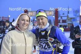 01.03.2020, Mora, Sweden (SWE): Anny Axdelsson, Bernhard Russi (SUI), (l-r) - Visma Ski Classics and FIS Marathon Cup Vasaloppet, Mora (SWE). www.nordicfocus.com. © Schmidt/NordicFocus. Every downloaded picture is fee-liable.